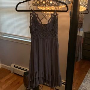 Grey, cross back, low cut dress!